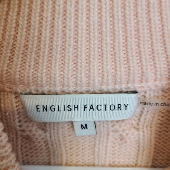 Anthropologie English Factory Womens Cable Knit Sweater Wool Preppy Soft Girl M - Picture 7 of 8